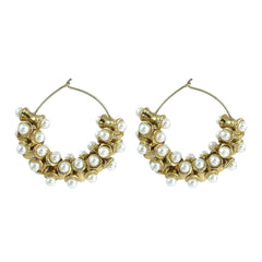 Traditional Antique Gold Plated Pearl Bali Earring For Women