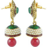 Ruby Emerald Pearl Enamel Jhumki Earring For Women