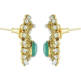 Pearl Emerald Green Gold Plated Paisley Earring For Women