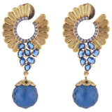 Gold Plated Blue Sapphire American Diamond Look Hanging Earring Gift