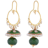 Green Gold Plated Meenakari Bali Earring For Women