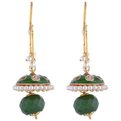 Green Gold Plated Meenakari Bali Earring For Women