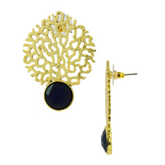 Traditional Antique Gold Filigree Black Stud Earring For Women