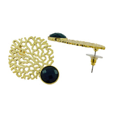 Traditional Antique Gold Filigree Black Stud Earring For Women