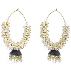 Antique Blue Meenakari Gold Pearl Jhumki Earring For Women