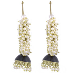 Antique Blue Meenakari Gold Pearl Jhumki Earring For Women