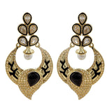 Kundan Polki Black Meenakari Pearl Earring For Women