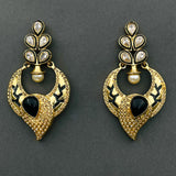 Kundan Polki Black Meenakari Pearl Earring For Women