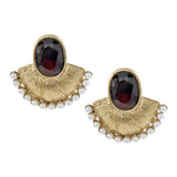 Traditional Antique Gold Black Pearl Stud Earring For Women