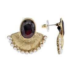 Traditional Antique Gold Black Pearl Stud Earring For Women