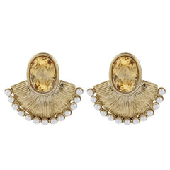 Traditional Antique Gold Pearl Stud Earring For Women