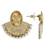 Traditional Antique Gold Pearl Stud Earring For Women