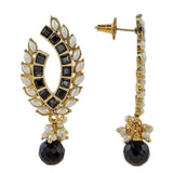 Black Baguette Pearl Gold Plated Traditional Designer Earring Women