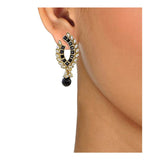 Black Baguette Pearl Gold Plated Traditional Designer Earring Women
