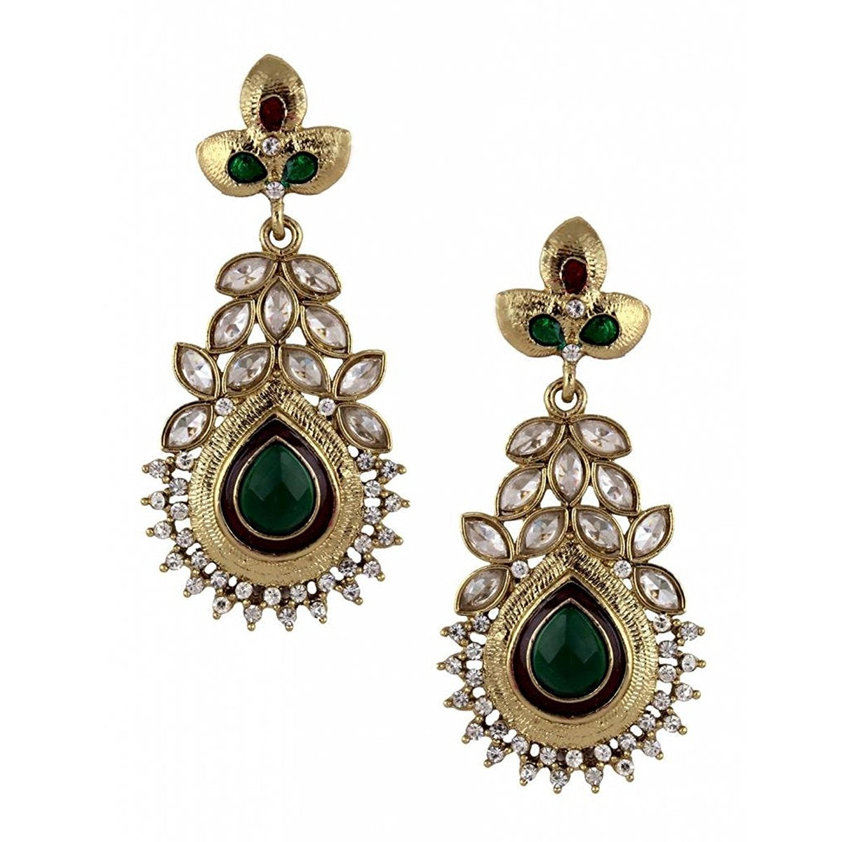 Green Gold Plated Meenakari Pearl Earring For Women
