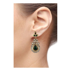 Green Gold Plated Meenakari Pearl Earring For Women