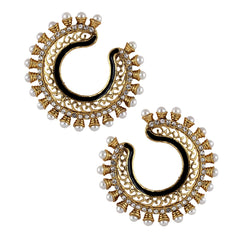 Chaand Filigree Black Meenakari Pearl Bali Earring For Women