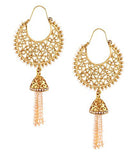 Gold Plated Filigree Pearl Festive Chaand Bali Earring For Women