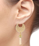 Gold Plated Filigree Pearl Festive Chaand Bali Earring For Women