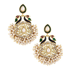 Peacock Meenakari Pearl Gold Plated Earring For Women
