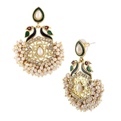 Peacock Meenakari Pearl Gold Plated Earring For Women
