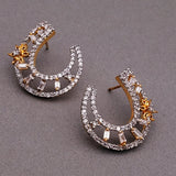 Crescent Flower American Diamond Baguette Earring For Women