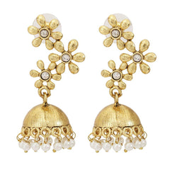 Floral Gold Plated Matte Finish Jhumki Earring For Women