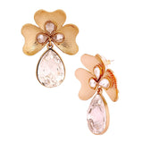 Antique 18K Gold Plated Crystal Large Flower Earring For Women