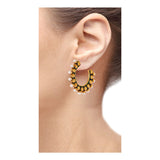 Meena Chaand Gold Dark Green Meenakari Pearl Stud Earring For Women