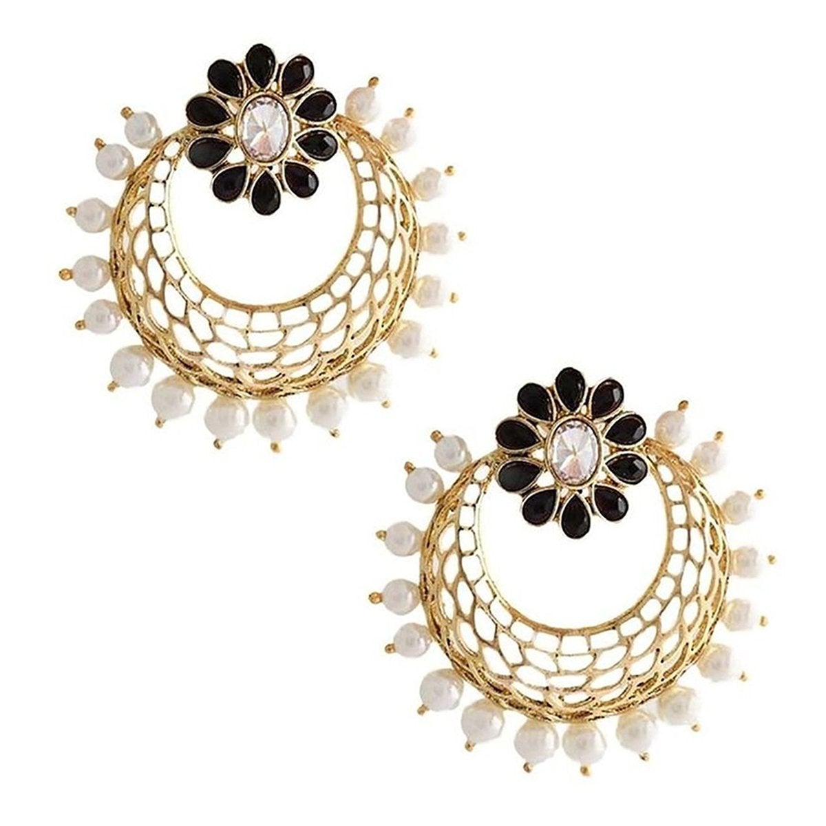 Kundan Gold Antique Finish Jaali Chaand Bali Stud Earring For Women