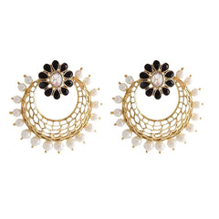 Kundan Gold Antique Finish Jaali Chaand Bali Stud Earring For Women