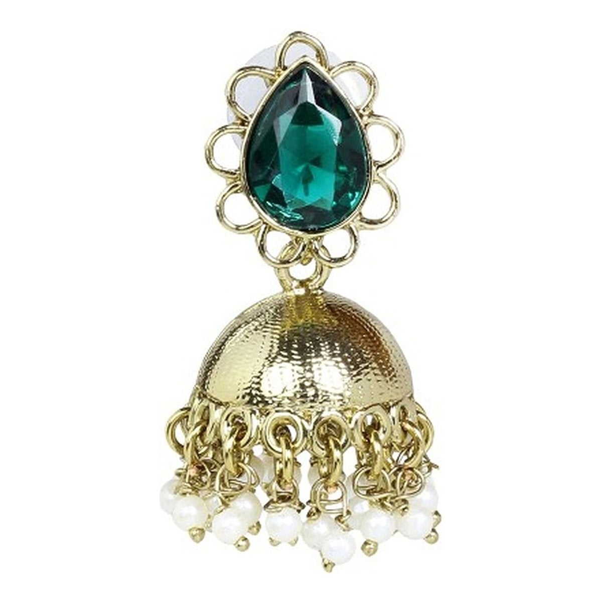 Cute18K Gold Plated Sea Green Emerald Stone Jhumki Earring For Women