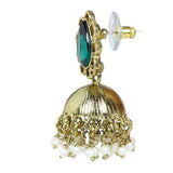 Cute18K Gold Plated Sea Green Emerald Stone Jhumki Earring For Women