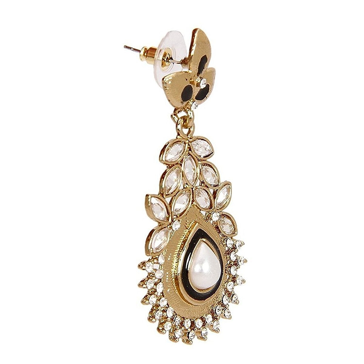 Marquise Meenakari Gold Plated Cz Dangling Earring For Women