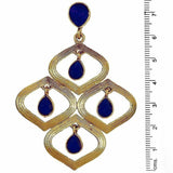 Dew Drop Antique Gold Plated Blue Dangling Earring For Women