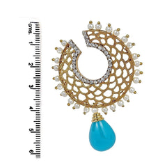 Filigree Chaand Gold Plated Blue Drop Earring For Women