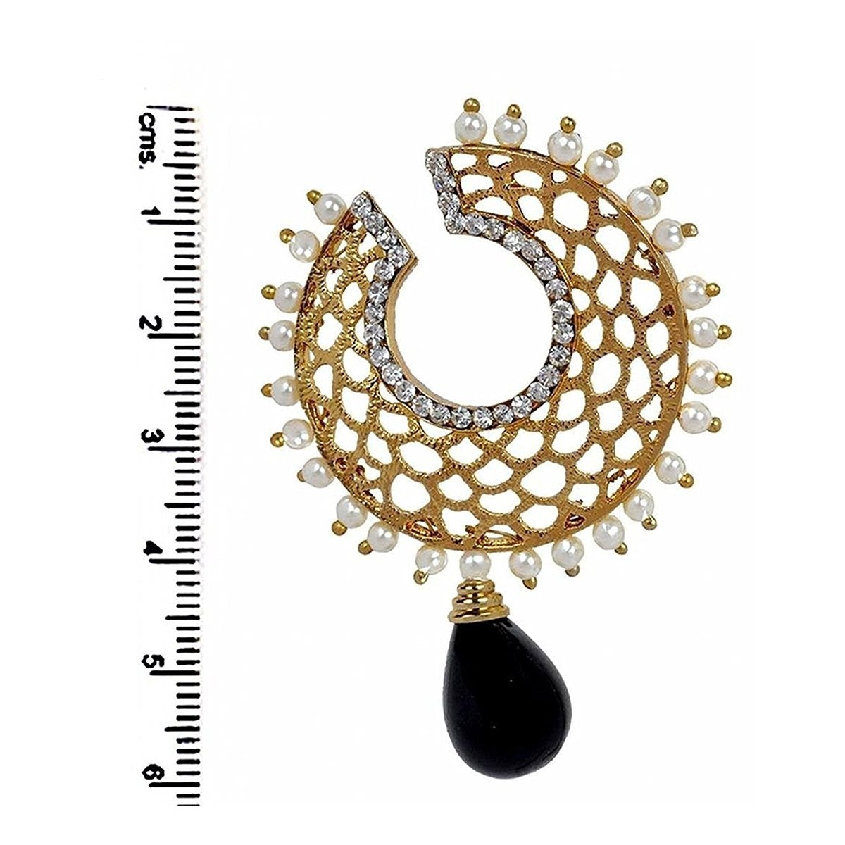 Filigree Chaand Gold Plated Black Drop Earring For Women