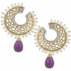 Filigree Chaand Gold Plated Purple Drop Earring For Women