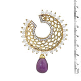 Filigree Chaand Gold Plated Purple Drop Earring For Women