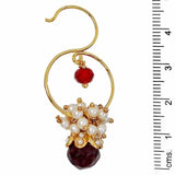 Dew Drop Antique Gold Ruby Red Garnet Wine Stud Earring For Women