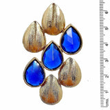 Dew Drop Antique Gold Plated Sapphire Blue Stud Earring For Women