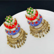 Designer Chaand Gold Plated Meenakari Dangling Earring For Women