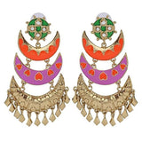 Designer Chaand Gold Plated Meenakari Dangling Earring For Women