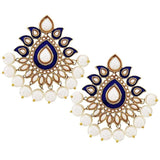 Paisley Flower Blue Meenakari Gold Plated Festive Earring For Women