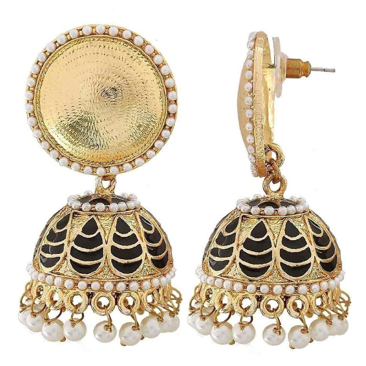 Antique Meenakari Gold Plated Black Jhumki Earring For Women