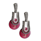Antique Victorian Ruby Pink Black Rhodium Gold Earring For Women