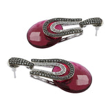 Antique Victorian Ruby Pink Black Rhodium Gold Earring For Women