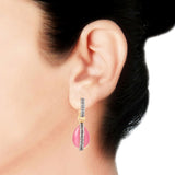 3 In 1 Inter Changeable Pink Purple Green Diamond Dangling Earring