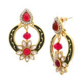 Flower Kundan Black Meenakari Gold Plated Earring For Women