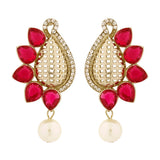 Designer Paisley Antique Rhodium Plated Pink Earring For Women